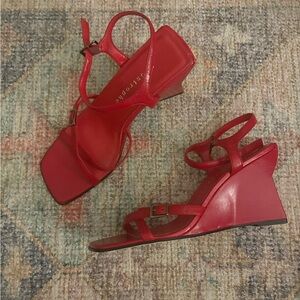 vintage y2k apostrophe funky Bold Red Wedge Sandals